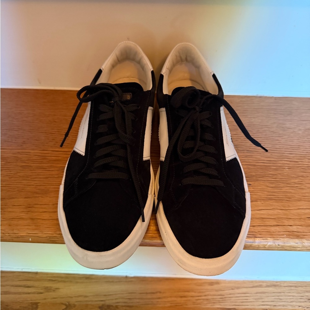 Santoni DB Sneakers Black and White Suede Low-Top US10